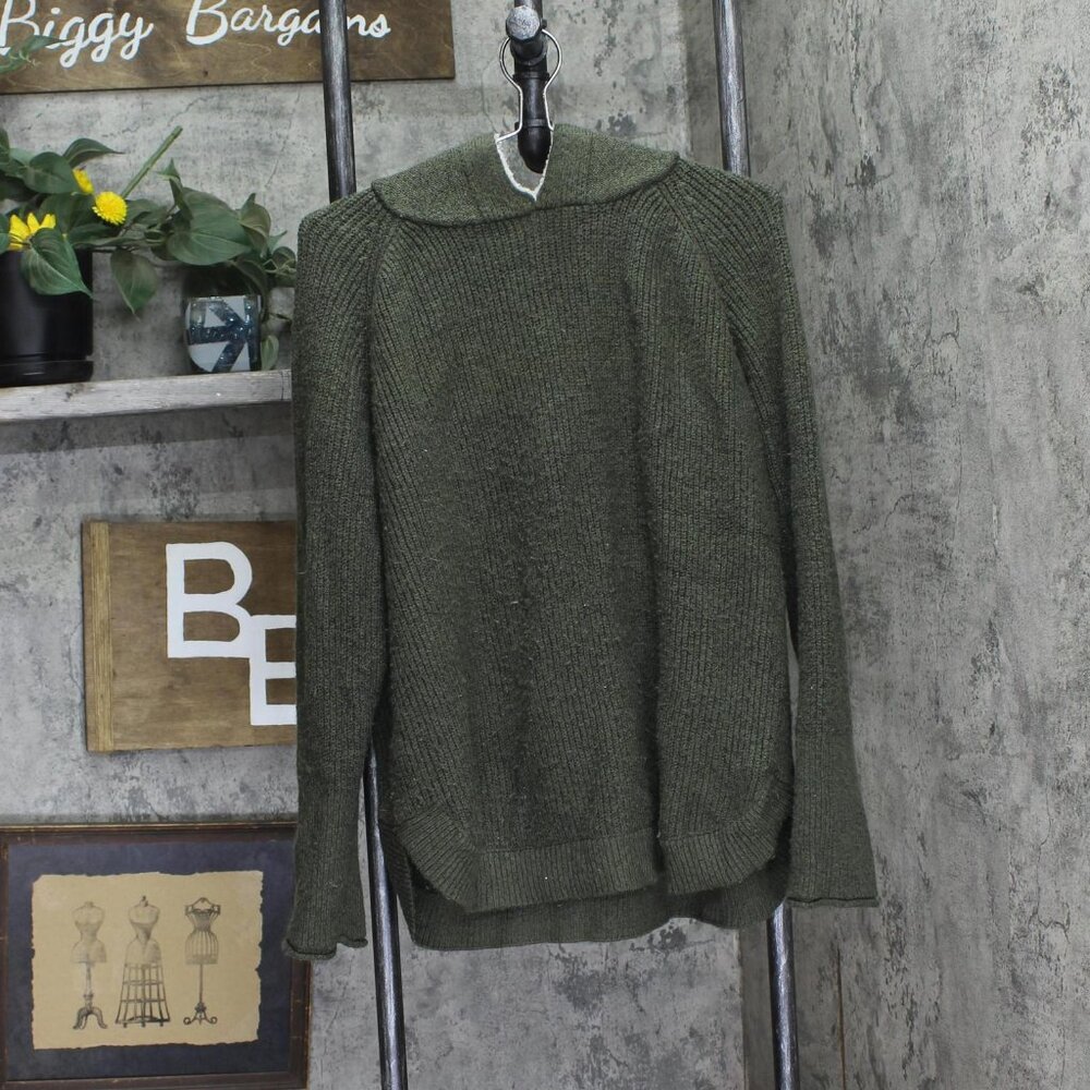 Lety & Me Womens Plus Size Sherpa Pullover Sweater Hooded Green 2X